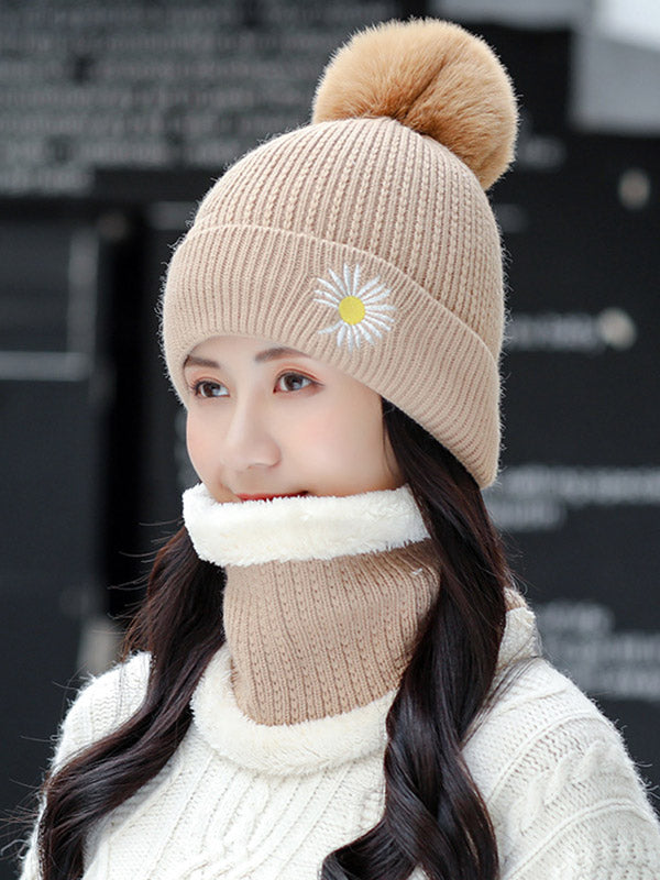 Personality Thickened Solid Hat&Scarf Set