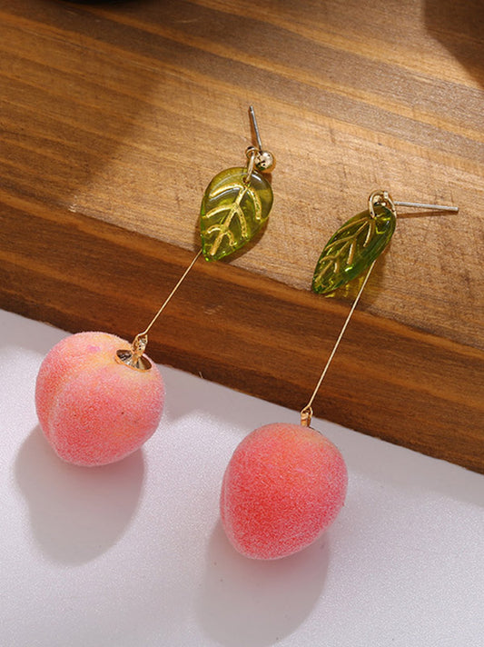 Stylish Geometry Peach&Leaf Ear-Ring