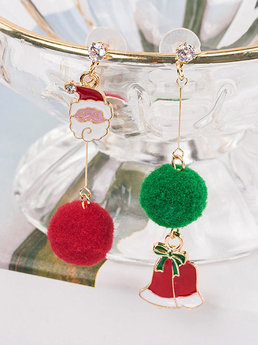 Christmas Asymmetric Santa Claus&Bell Earrings