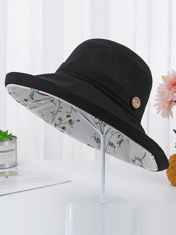 Stylish Reversible Floral Hollow Sun-Protection Large Wide Brim Hat