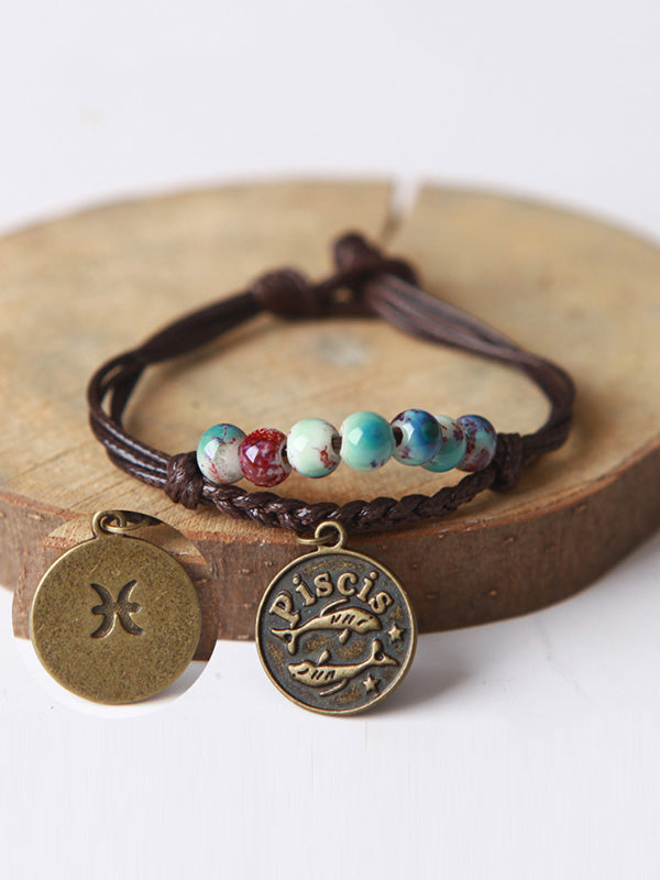 Original Handmade The Zodiac Sign Ceramic Beads Bracelet