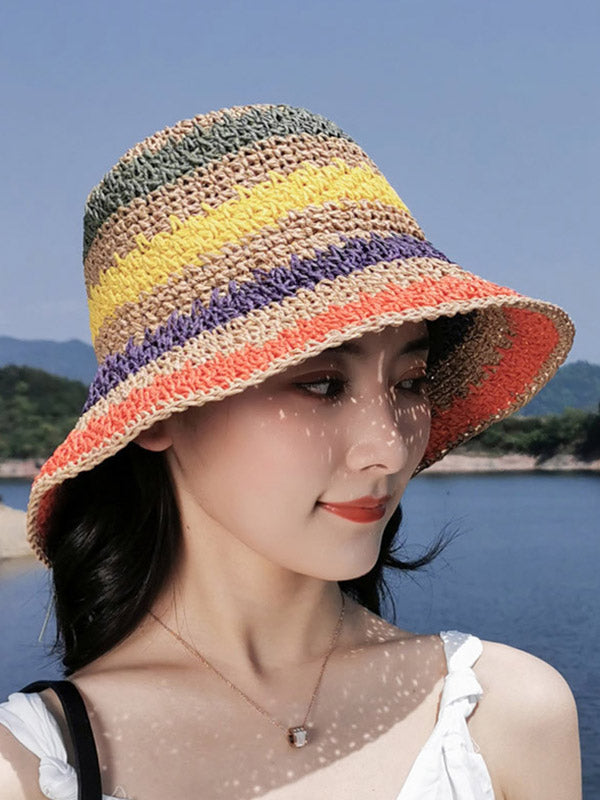 Sunscreen Contrast Colors Straw Woven Breathable Beach Hat