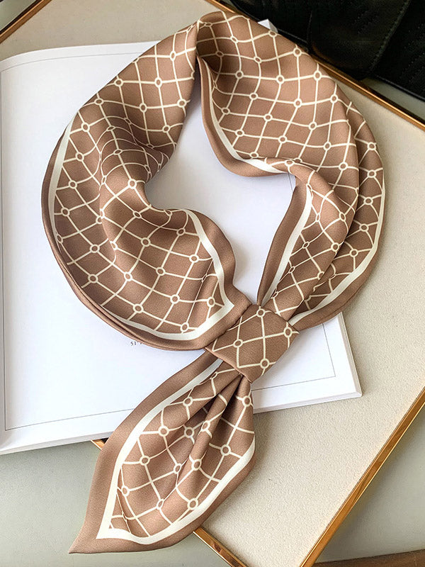 Stylish Plaid Hair Band&Silk Scarf