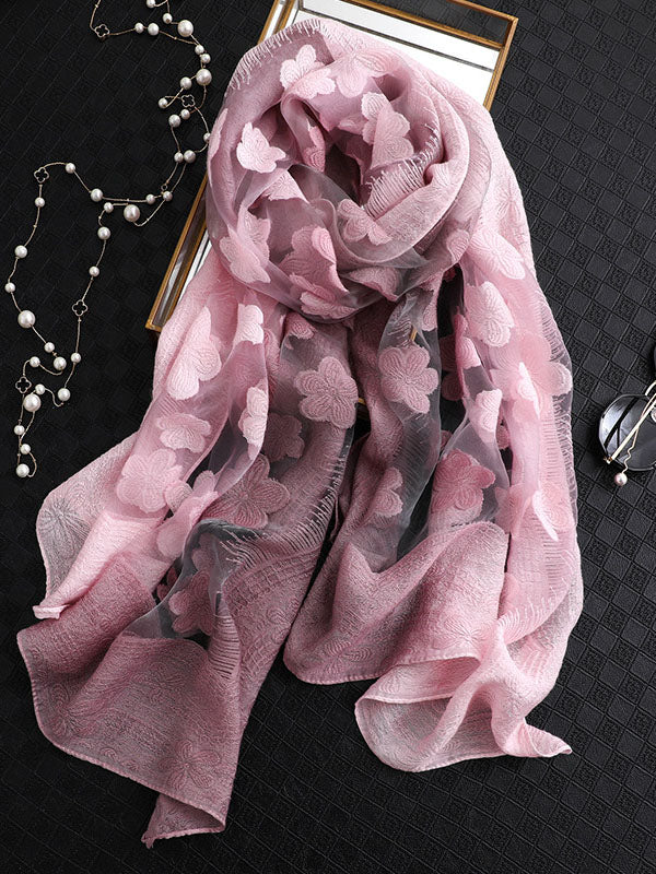 Original Floral Sun-Protection Silk Scarf