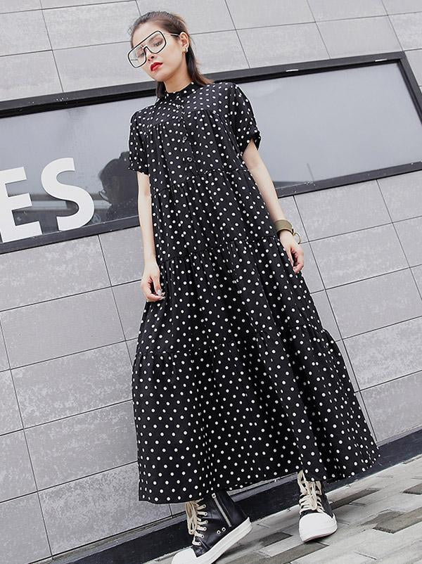 Loose Polka-dot A-line Long Dress