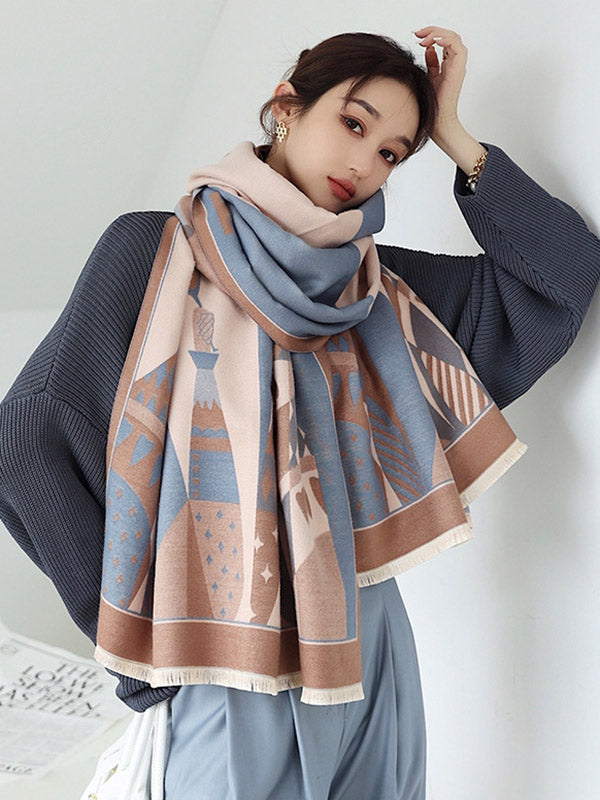 Winter Keep Warm Tasseled Imitated Cashmere Shawl&Scarf