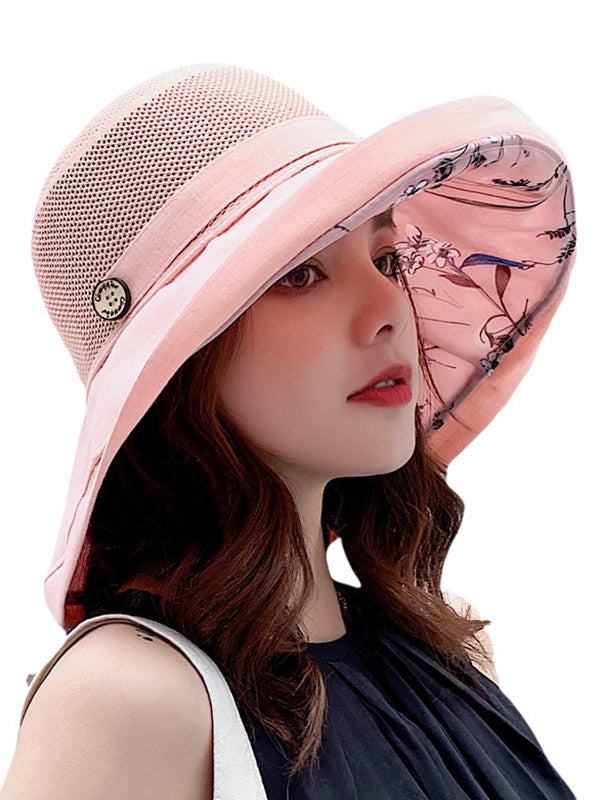 Floral Printed Sun Protection Splicing Pot Hat