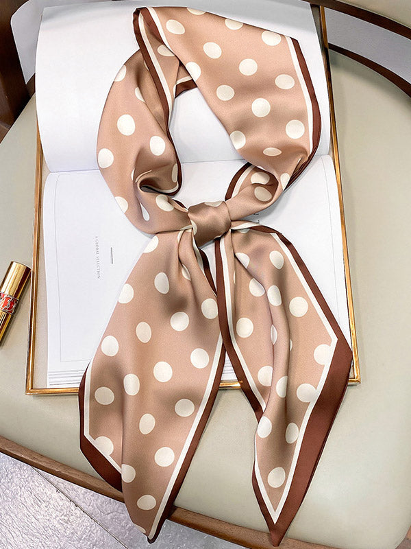 Vintage Polka-Dot Printed Hair Band& Silk Scarf