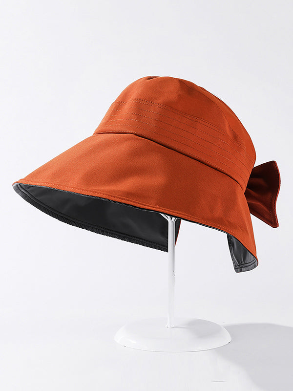 Casual Solid Color Bow-Embellished Sun Protection Hats