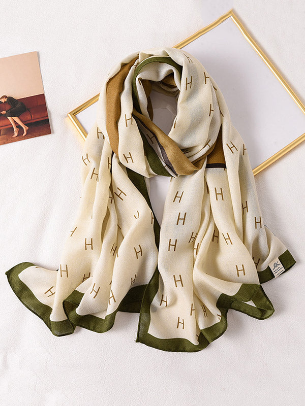 H Print Warm Sun-Proof Silk Scarf