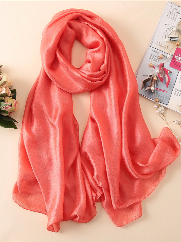 Casual Solid Color Keep Warm Sun Protection Silk Shawl&Scarf