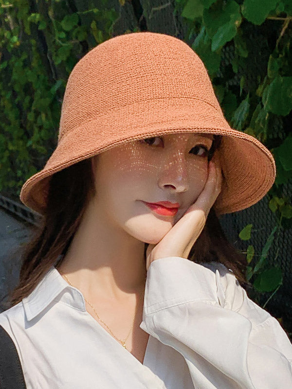 Vacation Casual Solid Color Woven Fisherman Hat