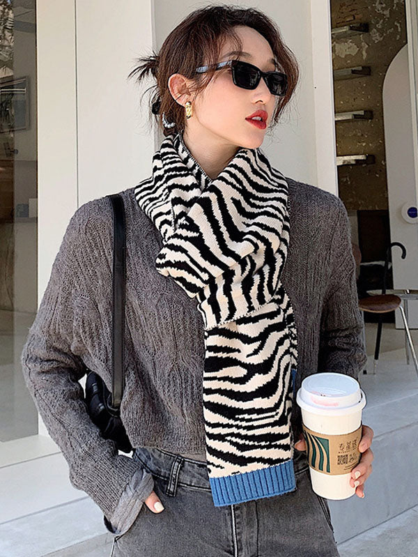 Zebra Pattern Knitting  Stylish Shawl Scarf