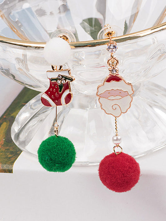 Christmas Asymmetric Santa Claus&Stocking Earrings