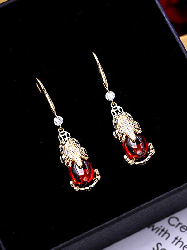 Vintage Ethnic Style Red Earrings