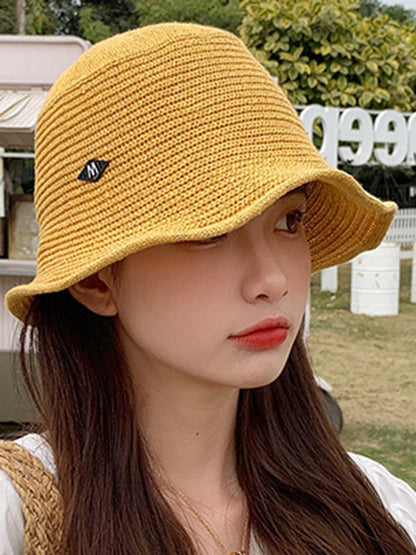 Cute Solid Color Woven Fisherman Hat