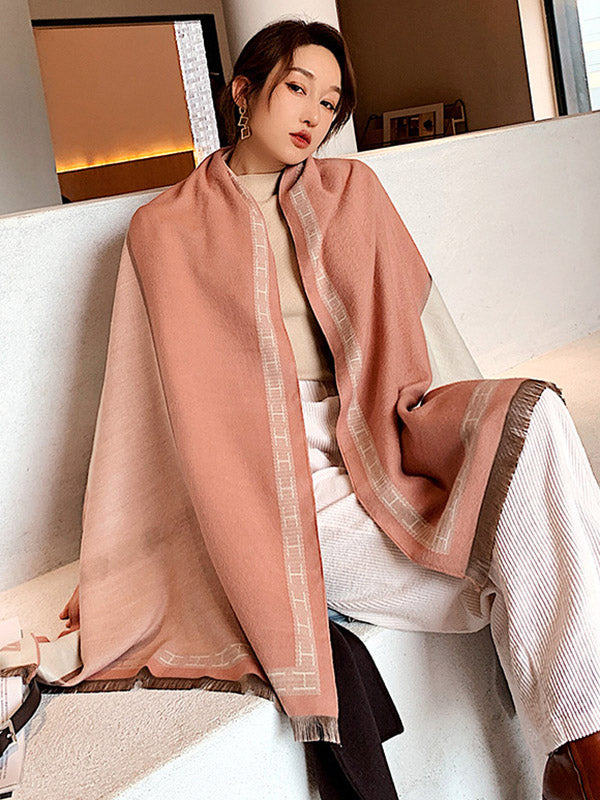 Imitation Cashmere Printed Tasseled Shawl Scarf