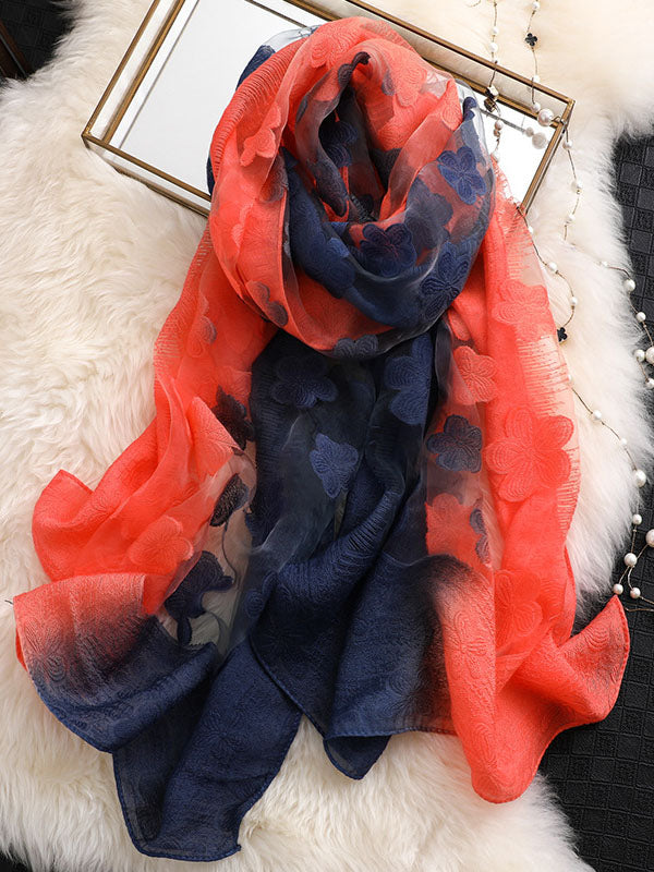 Original Floral Sun-Protection Silk Scarf