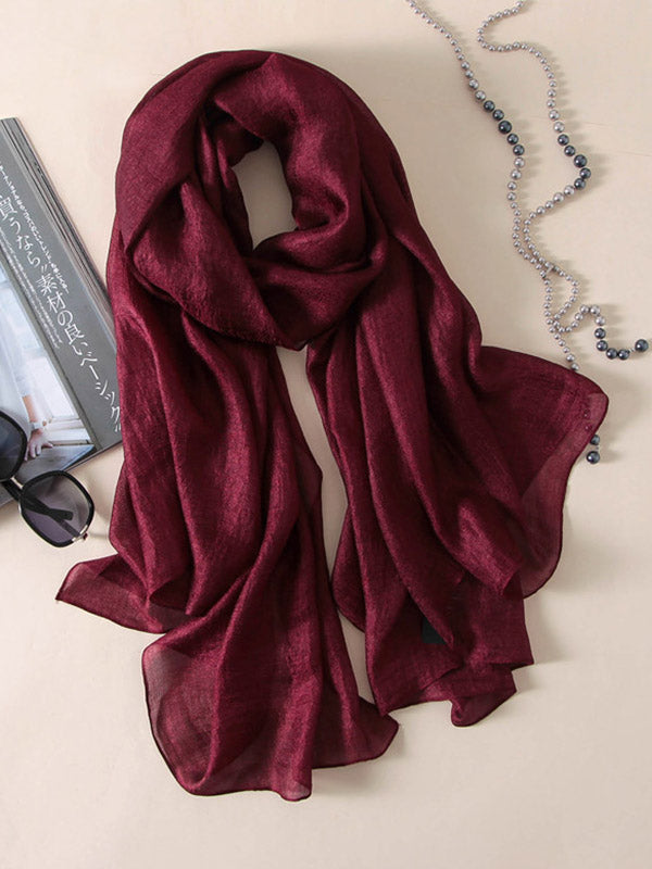 Casual Solid Color Keep Warm Sun Protection Silk Shawl&Scarf