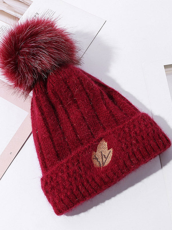 Simple Rabbit Fur Solid Color Knitted Hat