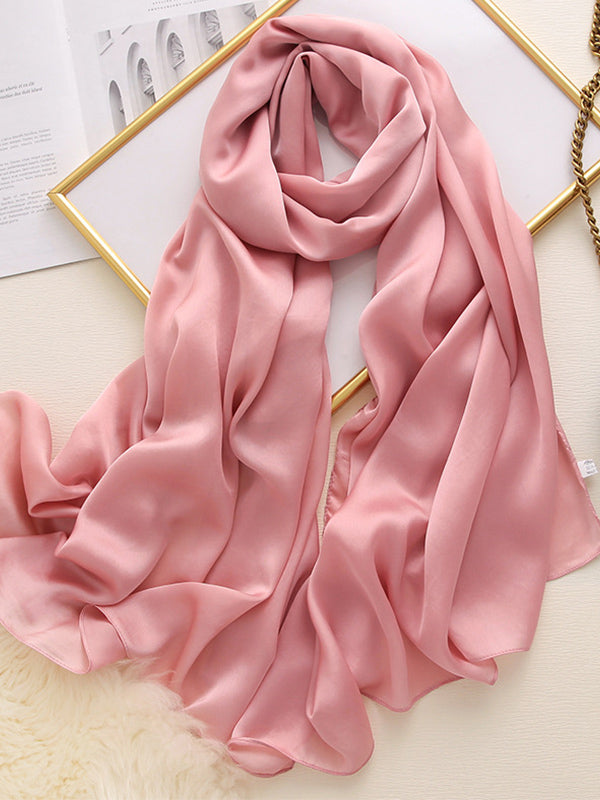 Solid Color Simple Original Sweet Satin Shawl&Scarf