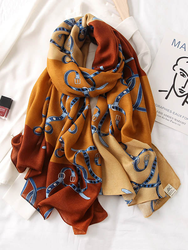 Belt Print Stylish Sun-Proof Silk Scarf