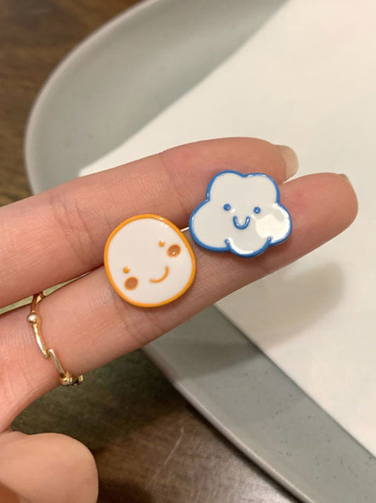 Asymmetric Cute Cartoon Clouds Earrings