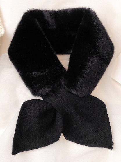 Stylish 6 Colors Ruffle Split-Joint Imitation Rabbit Wool Knitting Scarf