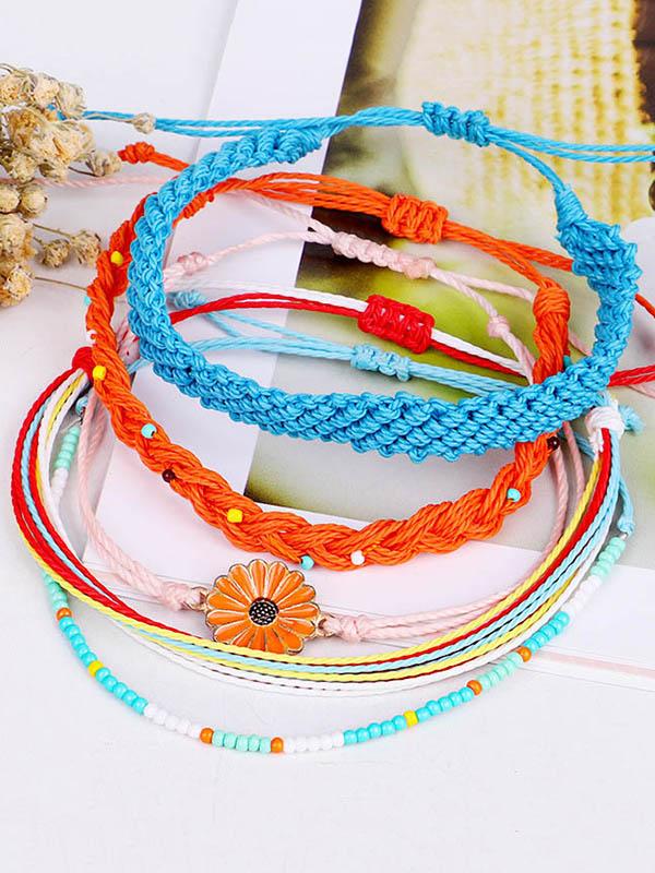 Hand-woven Daisy Pattern Colorful Bracelet