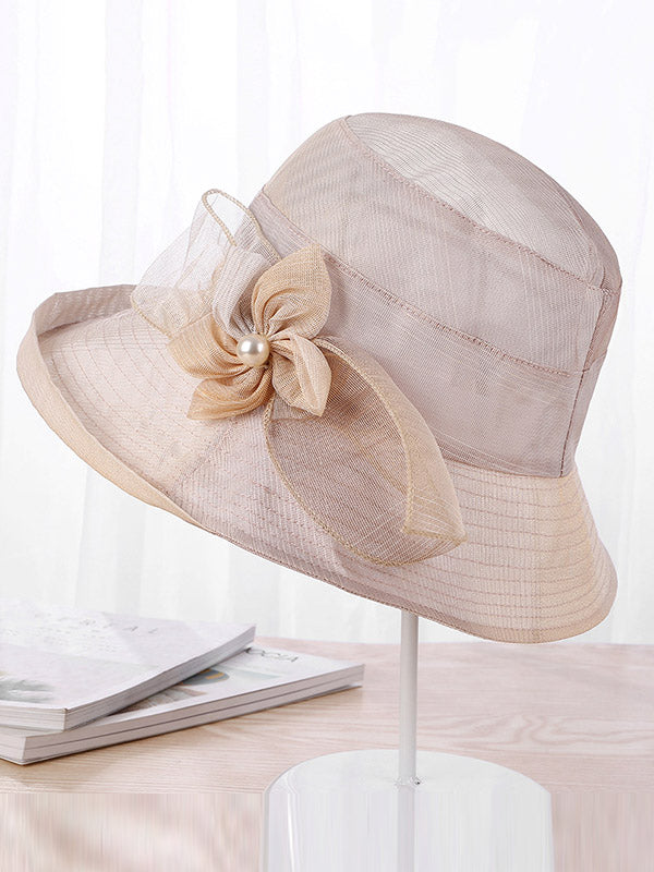 Stylish Bow-Embellished Sun-Protection Large Wide Brim Hat