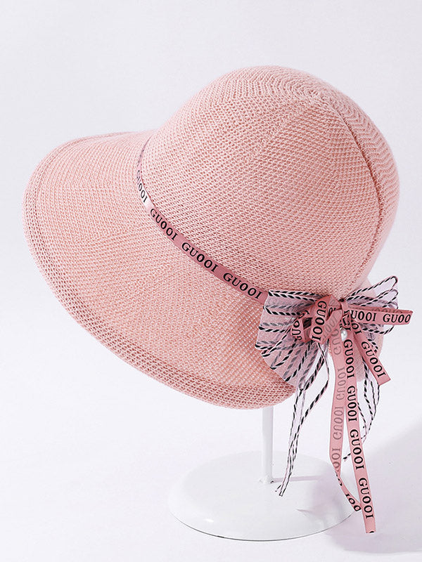 Original Bow-Embellished Sun-Protection Large Wide Brim Hat