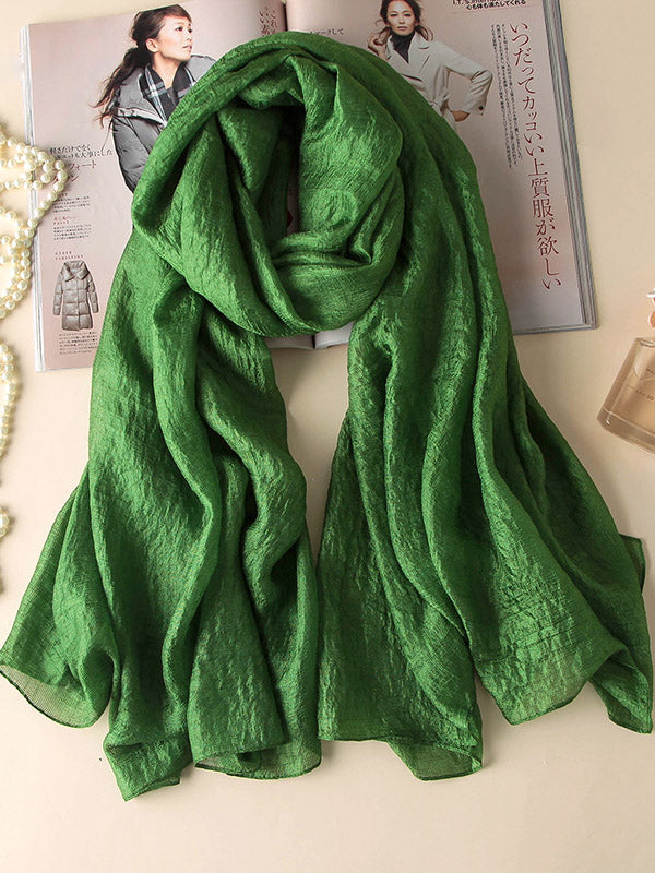 Casual Solid Color Keep Warm Sun Protection Silk Shawl&Scarf