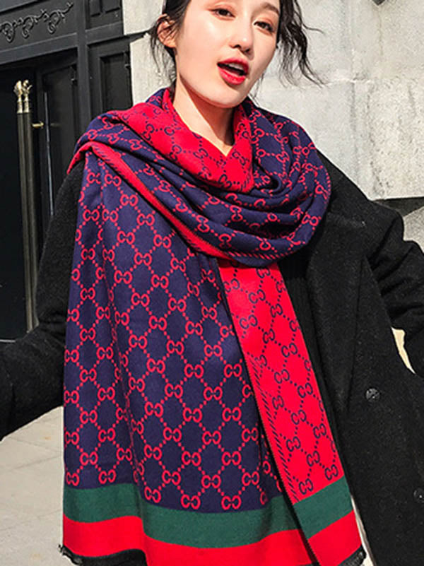 Floral Imitation Cashmere Thickened Long Shawl