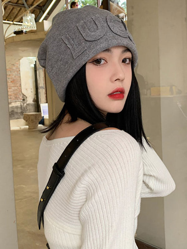 Original Simple 5 Colors Letter Applique Knitting Hat