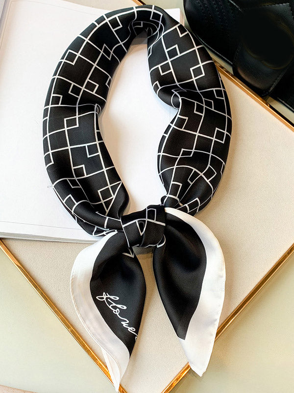 Original Geometry Printed Hair Band&Silk Scarf