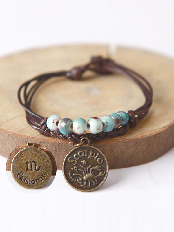 Original Handmade The Zodiac Sign Ceramic Beads Bracelet