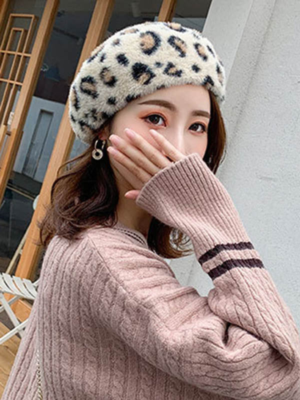 Stylish Leopard Beret Hat