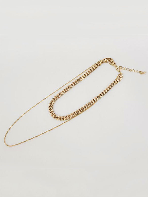 Simple Metal Chain Double-Layer Necklace