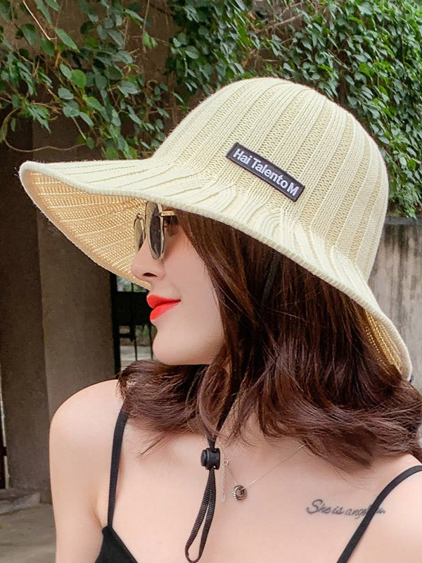 Solid Color Jacquard Letter Knitting Sun Protection Hat