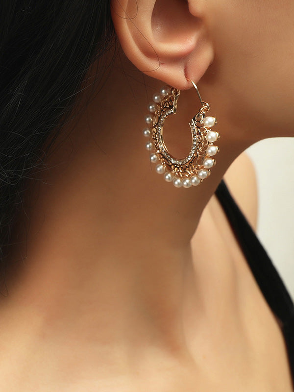 Vintage Hollow Beaded Geometry Earrings