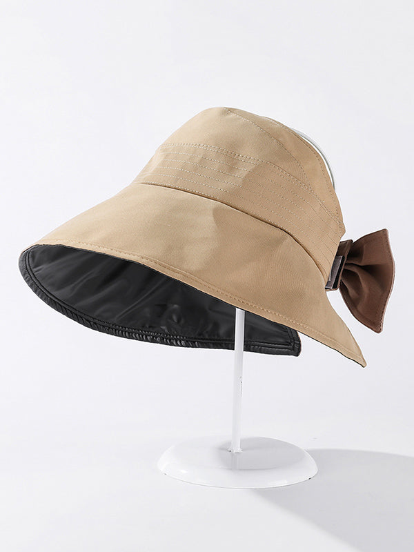 Casual Solid Color Bow-Embellished Sun Protection Hats