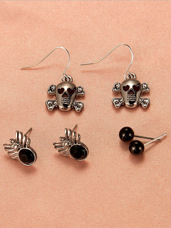 Halloween Pumpkin Skeleton Bat Earrings