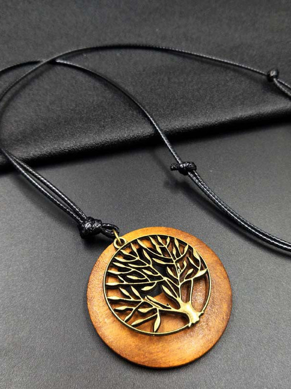 Artistic Retro Vintage Alloy Wood Leaf Necklace